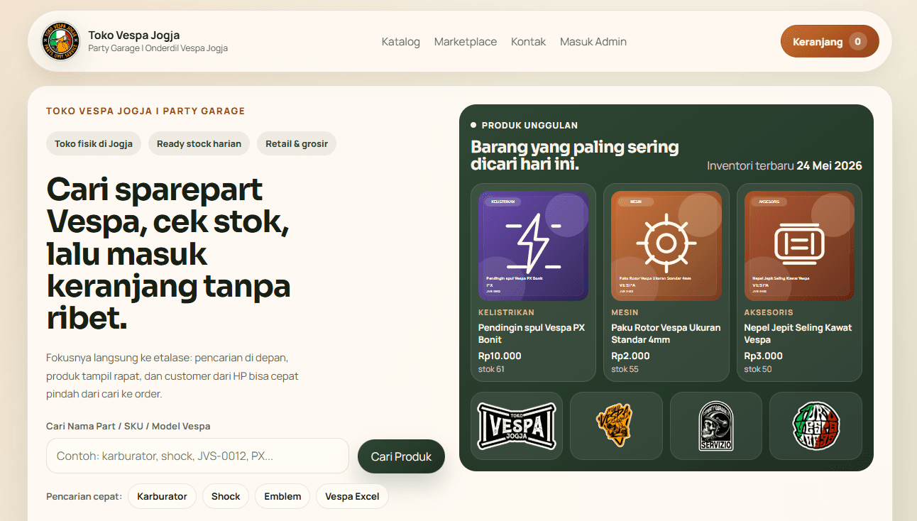 Tampilan storefront tokovespajogja.store